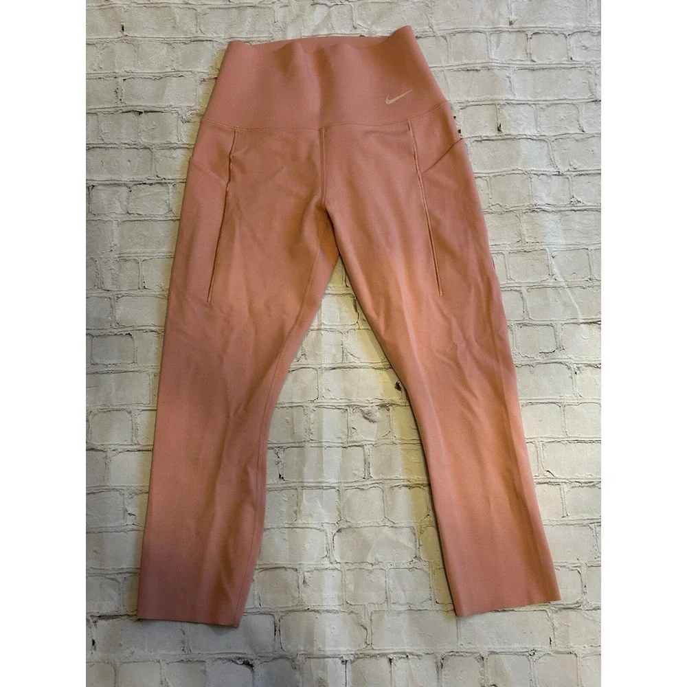 NEW Nike Universa Medium Support High Rise Cropped Leggings Small Pink
